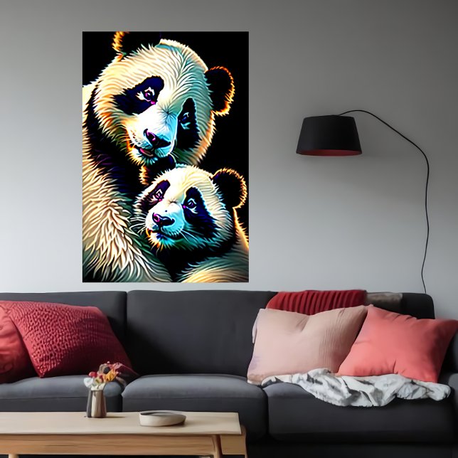 Affiche Portrait d'une mère et d'un enfant de Panda | Art  (Créateur téléchargé)