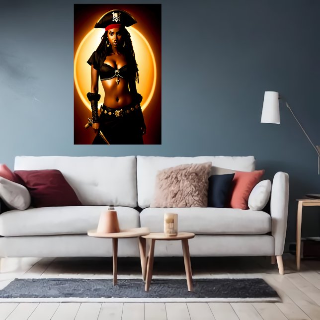 Affiche Portrait d'une mignonne dame pirate africaine | Ar (Créateur téléchargé)