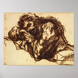 Affiche Portrait en buste d'un homme se pliant plus de