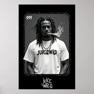 Affiche Portrait en noir et blanc d'un rappeur masculin fu