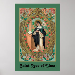 Affiche Portrait encadré de Ste Rose de Lima (K 48)
