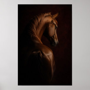 Affiche Portrait équestre de cheval alezan dans une lumièr