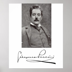 Affiche Portrait et signature de Giacomo Puccini