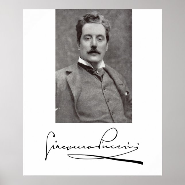 Affiche Portrait et signature de Giacomo Puccini (Devant)