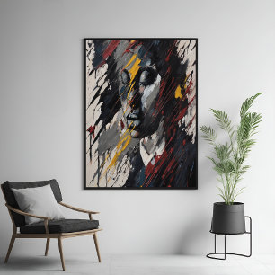 Affiche Portrait expressionniste Abstrait audacieux Art mo