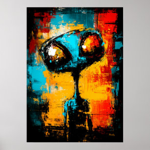 Affiche Portrait Expressionniste Alien Abstrait Contempora