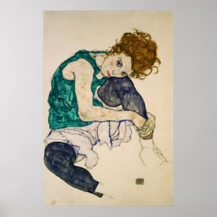 Affiche Portrait expressionniste de femme par Egon Schiele