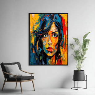 Affiche Portrait expressionniste vibrant Art Abstrait auda