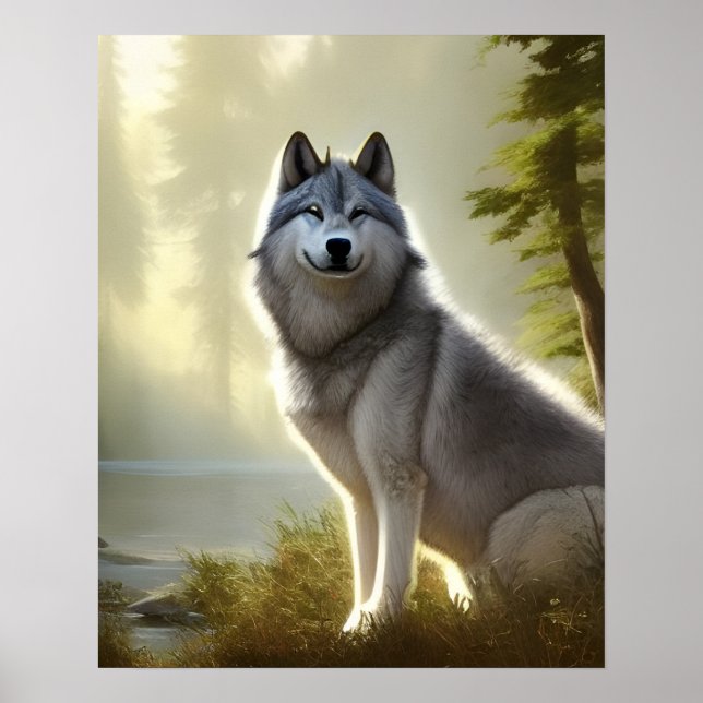 Affiche Portrait faunique du loup de bois (Devant)