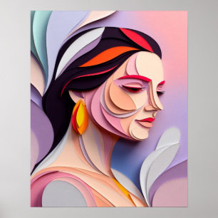Affiche Portrait Féminin Abstrait de Grâce Superposée