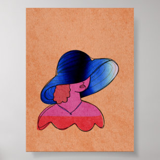 Affiche Portrait Féminin Abstrait Moderne