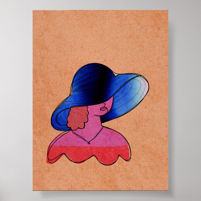Affiche Portrait Féminin Abstrait Moderne (Devant)