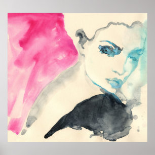 Affiche Portrait féminin : Aquarelle