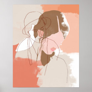 Affiche Portrait Féminin au Contour Peint