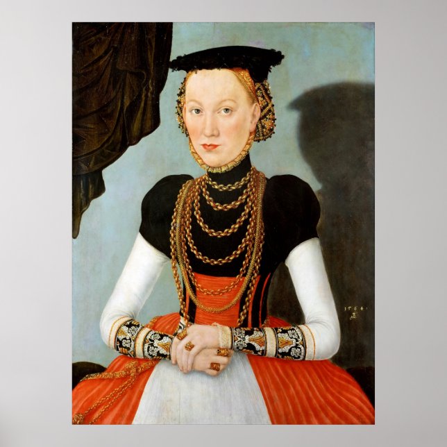 Affiche Portrait féminin - Cranach le jeune - c1564 (Devant)