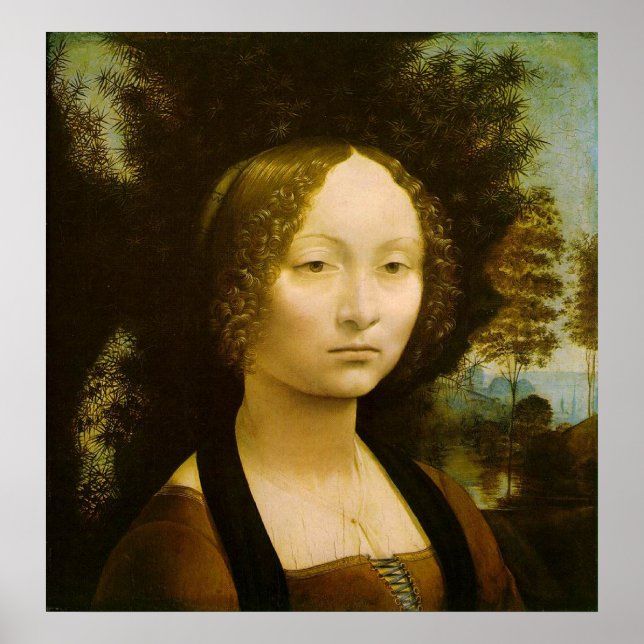Affiche Portrait féminin par Leonardo Da Vinci (Devant)
