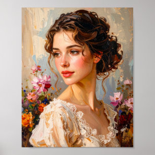 Affiche Portrait Féminin Romantique Art Moderne