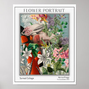 Affiche Portrait floral élégant