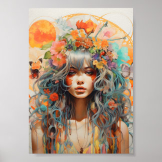 Affiche Portrait Floral Ensoleillé