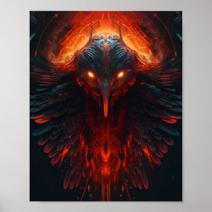 Affiche Portrait frontal d'un Imaginaire Aliens Bird avec 