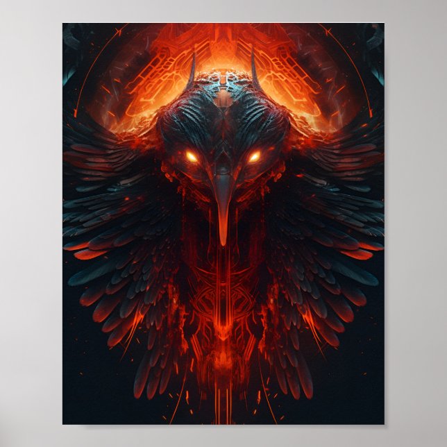 Affiche Portrait frontal d'un Imaginaire Aliens Bird avec  (Devant)