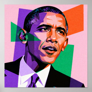 Affiche Portrait géométrique moderne de Barack Obama