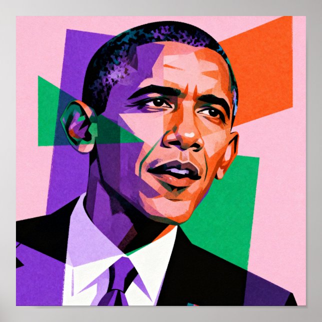 Affiche Portrait géométrique moderne de Barack Obama (Devant)