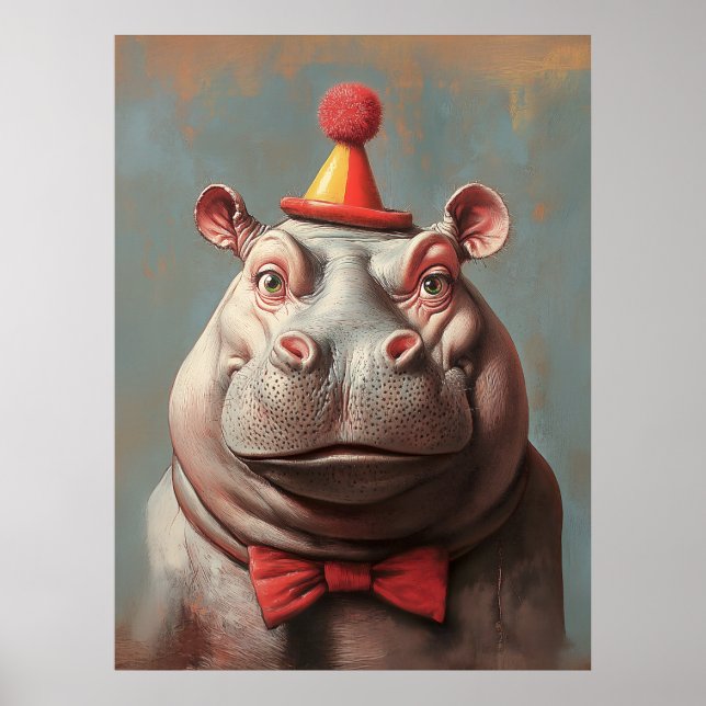 Affiche Portrait hippo clown lunaire (Devant)