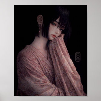 Affiche Portrait in Spring Patterns Print