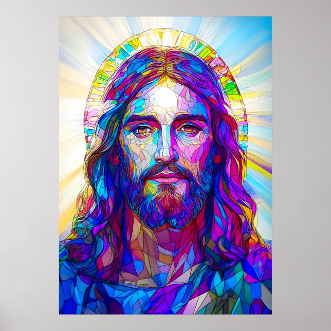 Affiche Portrait Jésus Christ en verre tendu (Devant)