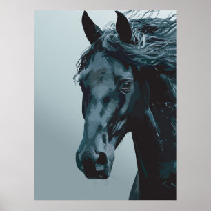 Affiche Portrait majestueux de cheval noir