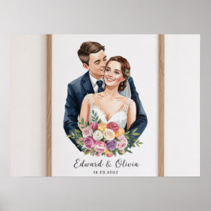 Affiche Portrait Mariage personnalisé - Bride personnalisé