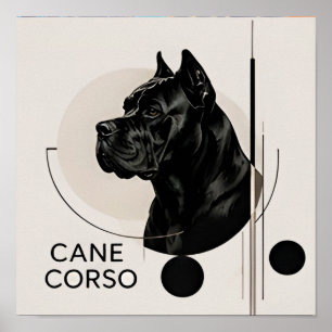 Affiche Portrait minimaliste de chien moderne Cane Corso