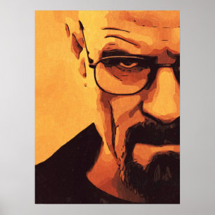 Affiche Portrait Minimaliste d'Homme Chauve Lunettes Barbe