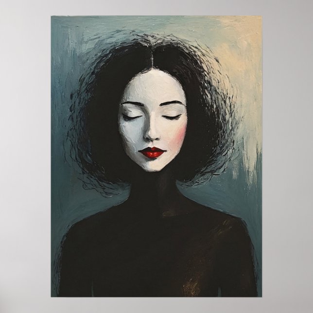 Affiche Portrait Moderne Élégant de Femme sans Visage (Devant)