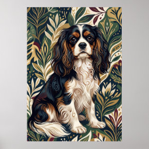 Affiche Portrait moderne tricolore de Cavalier botanique