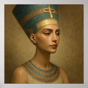 Affiche Portrait mystique Nefertiti Queen Blue Gold