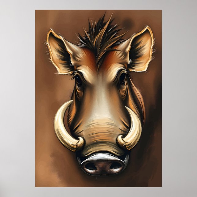Affiche Portrait Noble Warthog - Art animal africain (Devant)