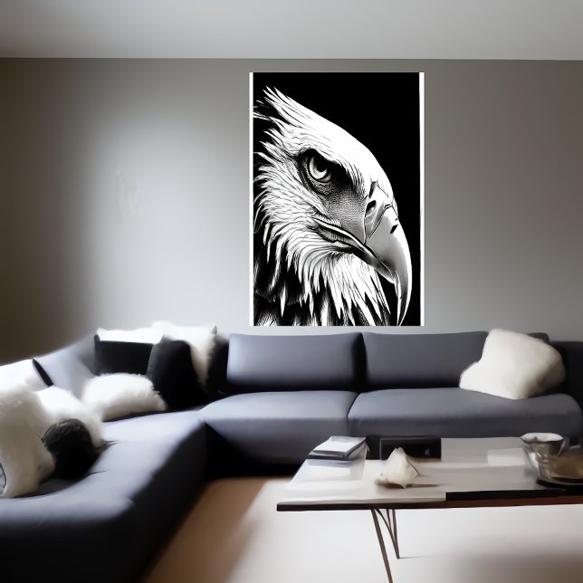 Affiche Portrait noir et blanc d'un aigle | Art AI (Créateur téléchargé)