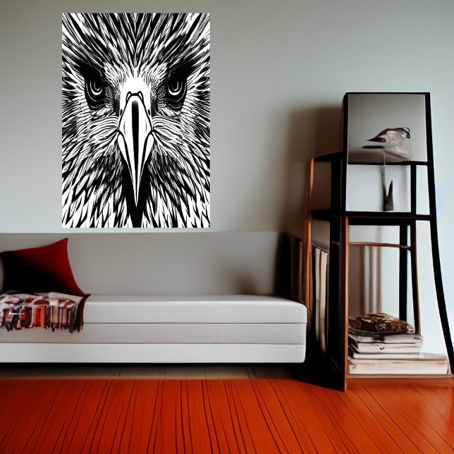 Affiche Portrait noir et blanc d'un aigle | Art AI (Créateur téléchargé)