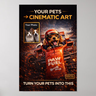 Affiche Portrait numérique personnalisé d'animaux de compa