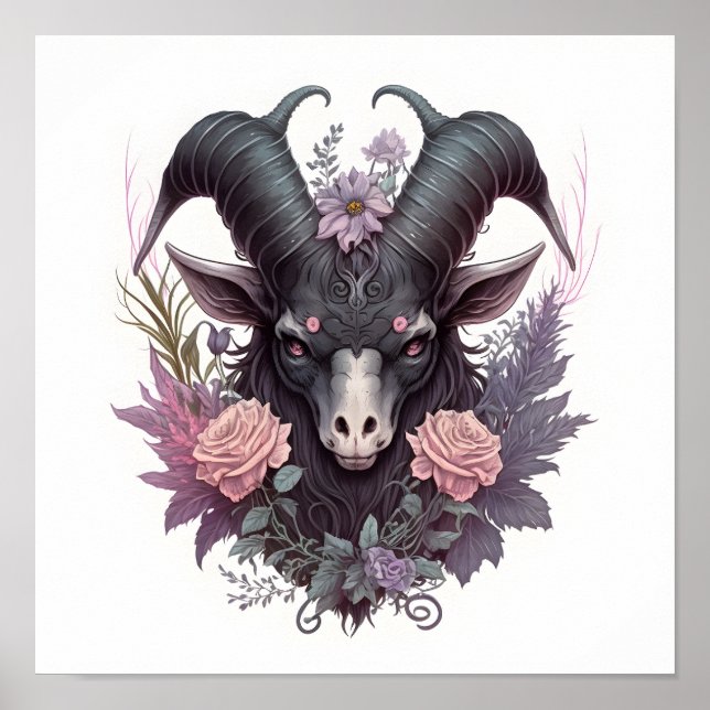 Affiche Portrait of a Creepy Baphomet with Flowers (Devant)