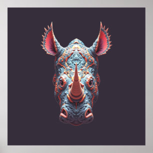 Affiche Portrait Orné de Rhino - Masque de l'Esprit Psyché