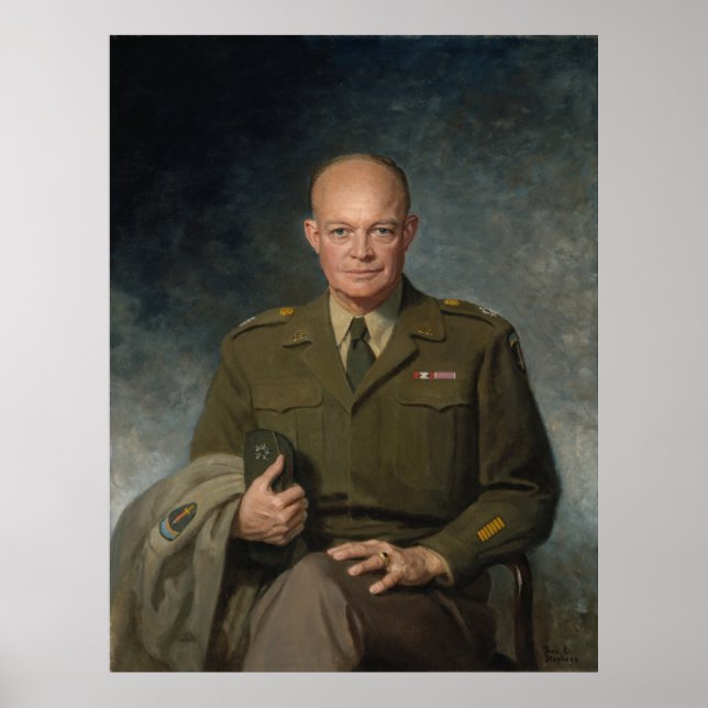 Affiche Portrait peint 5 étoiles du général Dwight Eisenho (Devant)