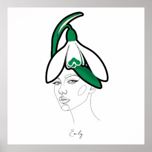 Affiche Portrait personnalisé de la fleur de naissance de 