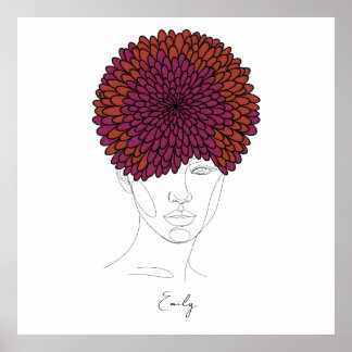 Affiche Portrait personnalisé de la fleur de naissance de
