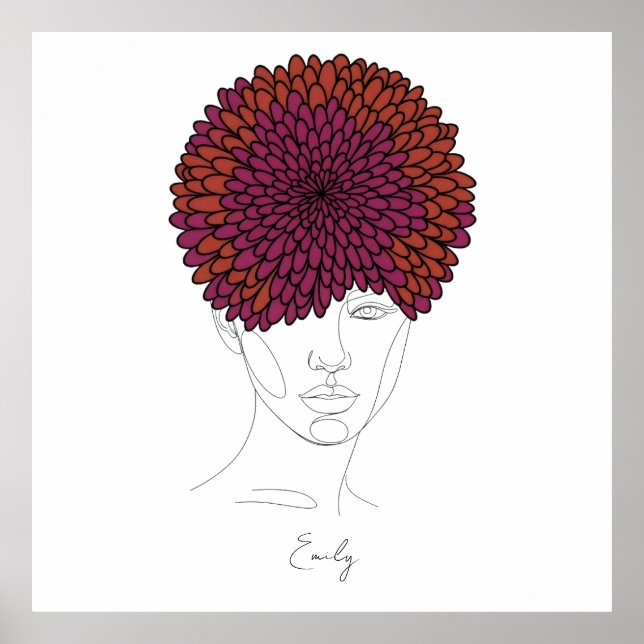 Affiche Portrait personnalisé de la fleur de naissance de  (Devant)