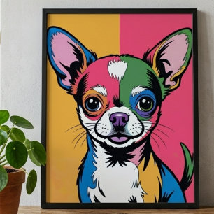 Affiche Portrait Pop Art de Chien Chihuahua Coloré