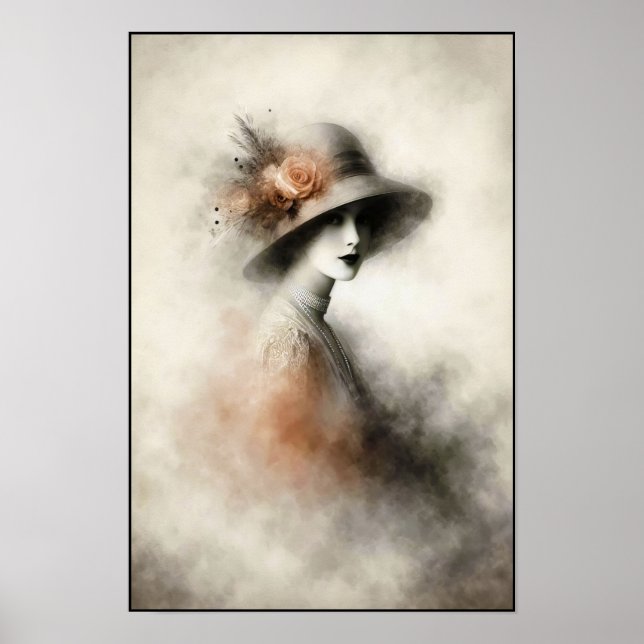 Affiche Portrait Rétro Brumeux d'Élégance (Devant)