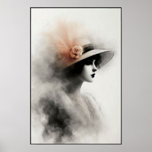 Affiche Portrait Rétro Brumeux d'Élégance